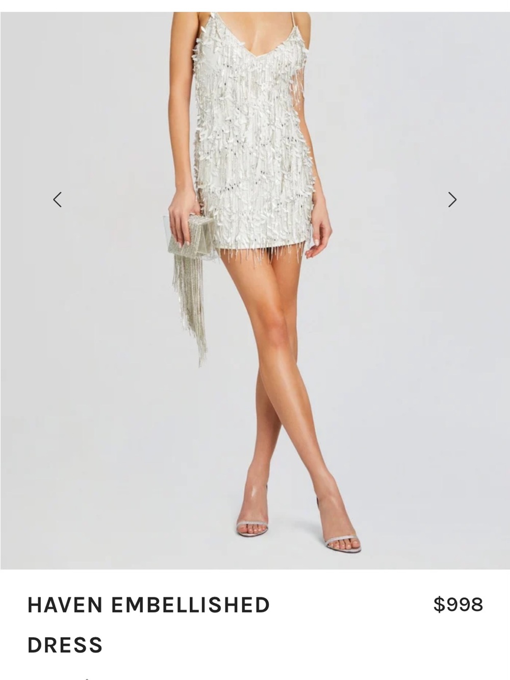 Retrofete Haven White Embellished Fringe Mini Dress: only worn once
